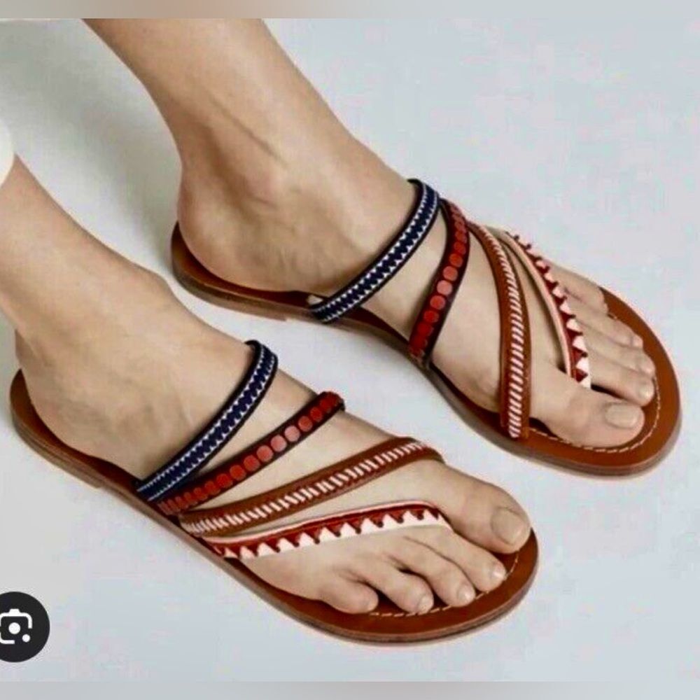 Tory Burch Patos Embroidered Leather Sandals